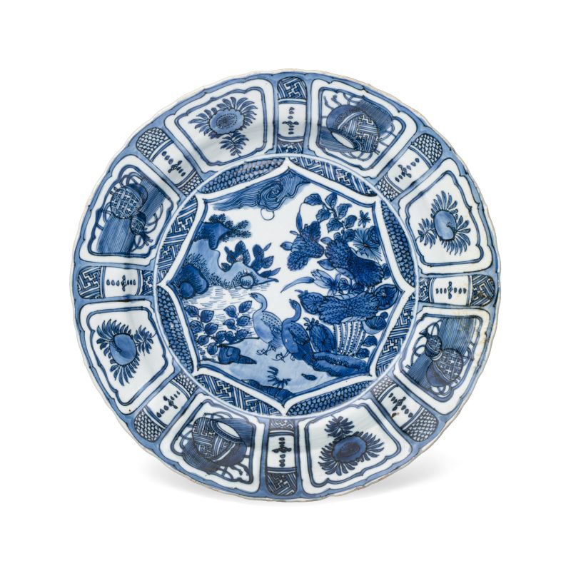 A Chinese blue and white 'Geese' dish