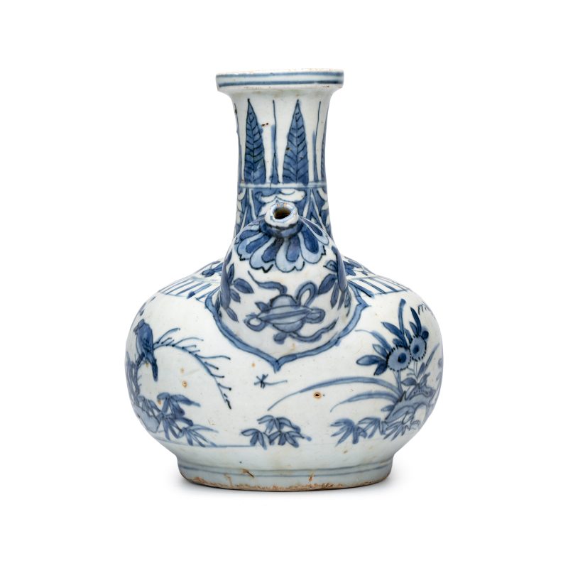 A Chinese blue and white 'Lizard and Birds' kendi - 图5