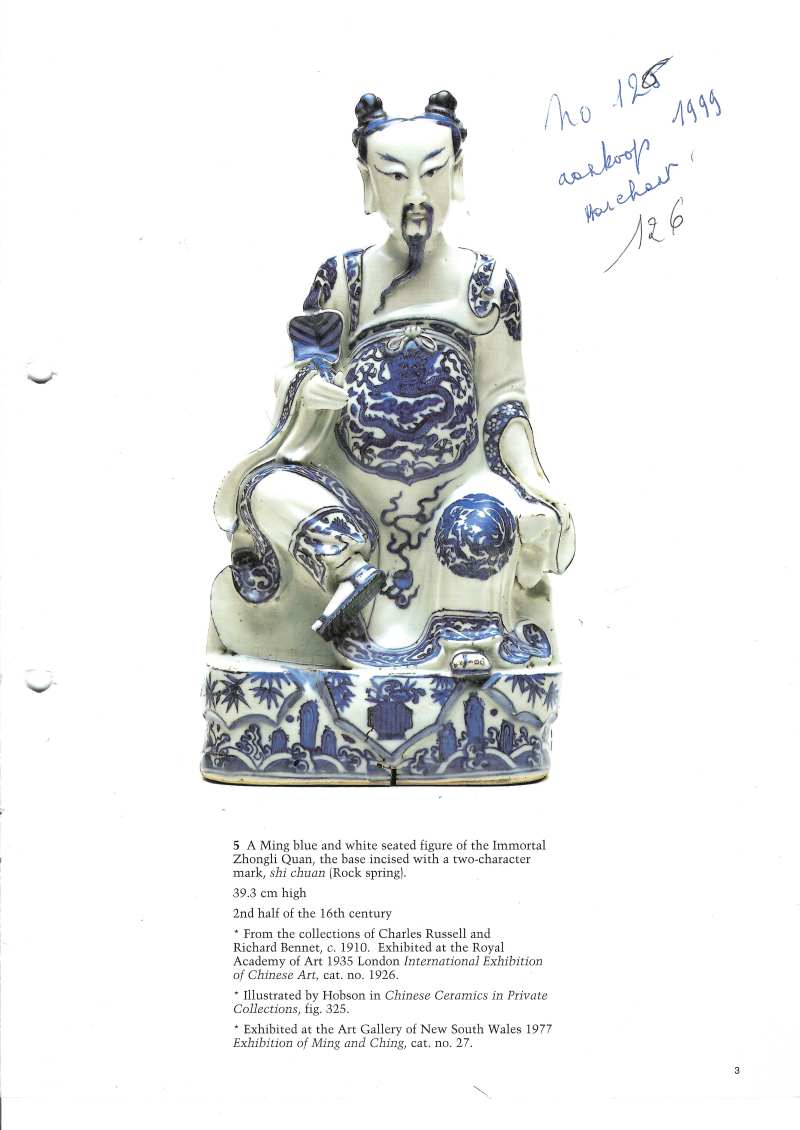 A fine Chinese blue and white figure of the immortal Zhongli Quan - 图22