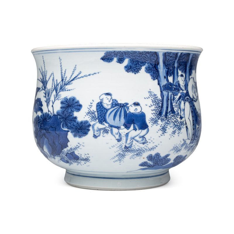 六子戲彌勒 | An extremely rare and fine Chinese blue and white 'Liu Zi Xi Mi Le 六子戲彌勒' censer - 图4