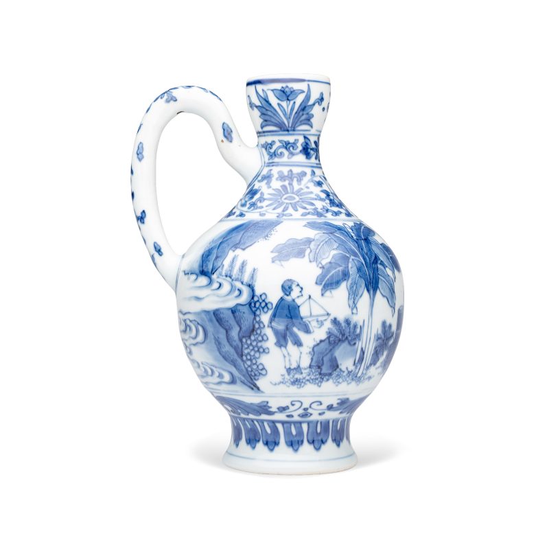 A rare Chinese blue and white 'Scholars Gathering' jug - 图4