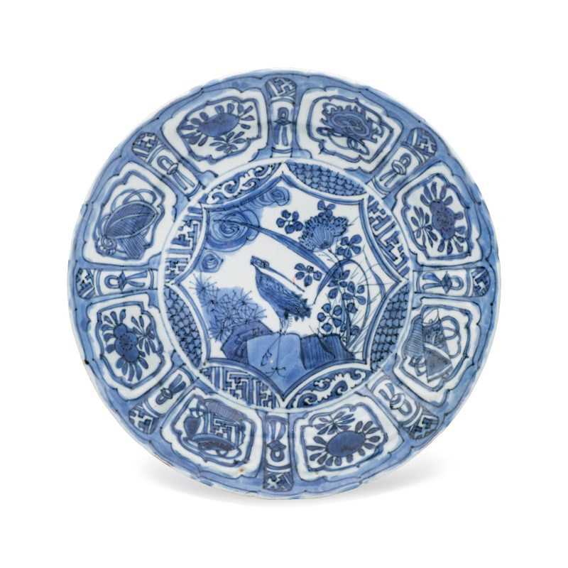 A Chinese blue and white 'Stork' plate