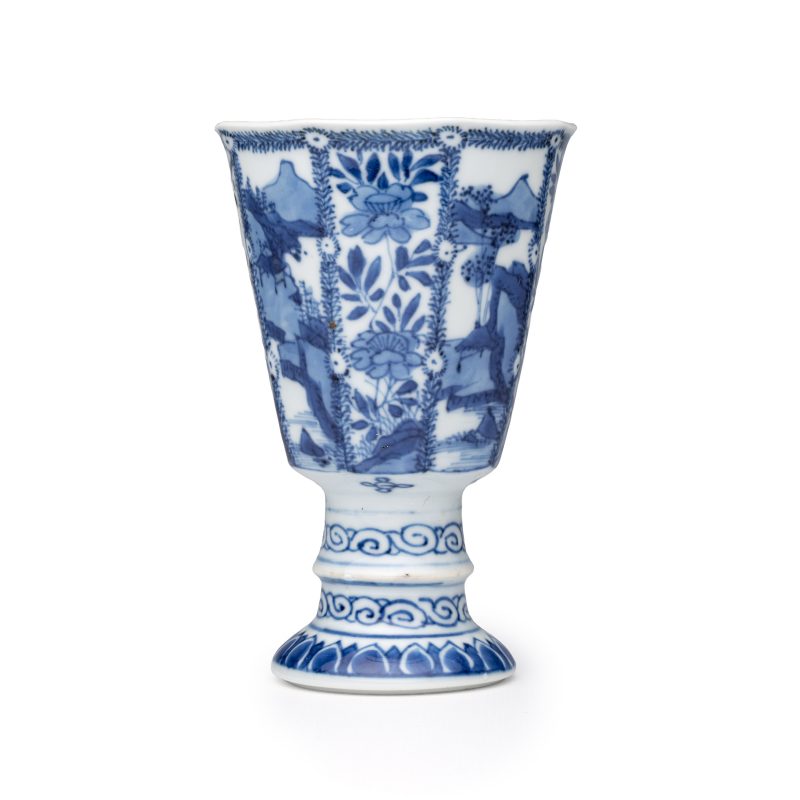 A Chinese blue and white ' Landscapes and Flowers' goblet - 图8