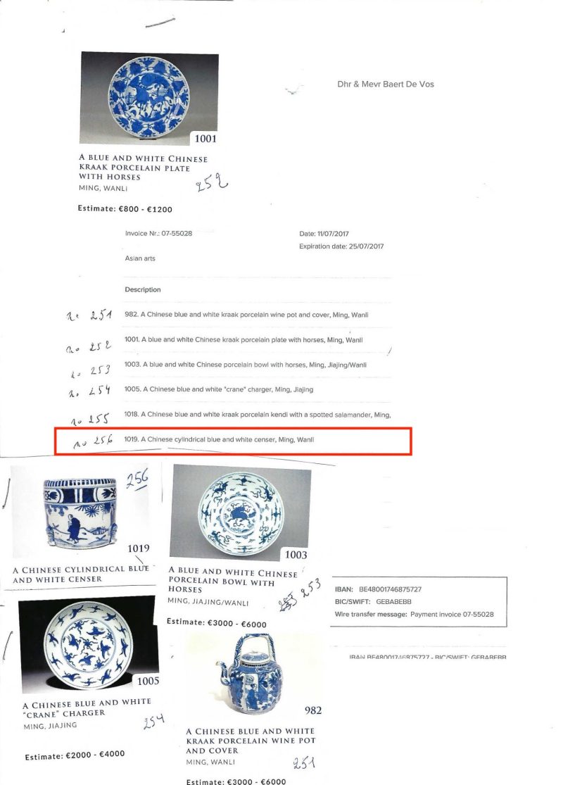 A Chinese blue and white 'Scholars' cylindrical tripod censer - 图9