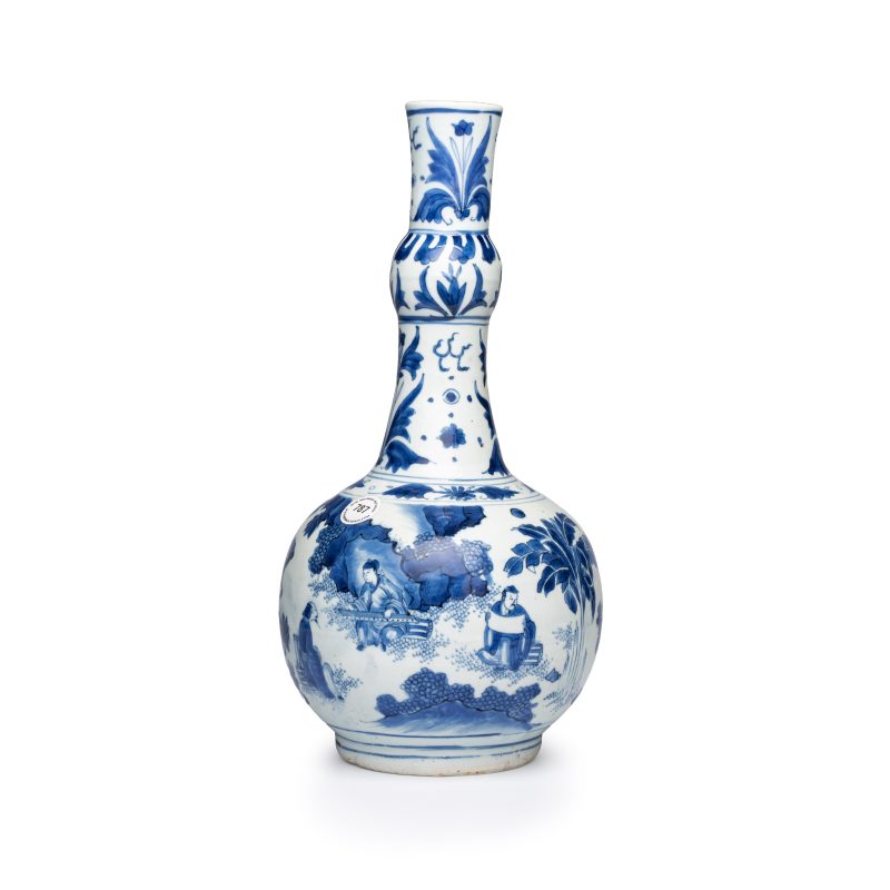 竹林七賢 | A Chinese blue and white 'Zhu Lin Qi Xian 竹林七賢' bottle vase - 图1