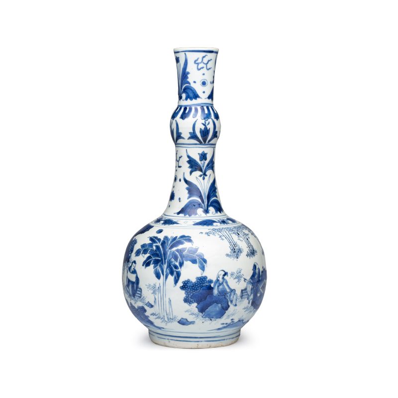 竹林七賢 | A Chinese blue and white 'Zhu Lin Qi Xian 竹林七賢' bottle vase - 图2