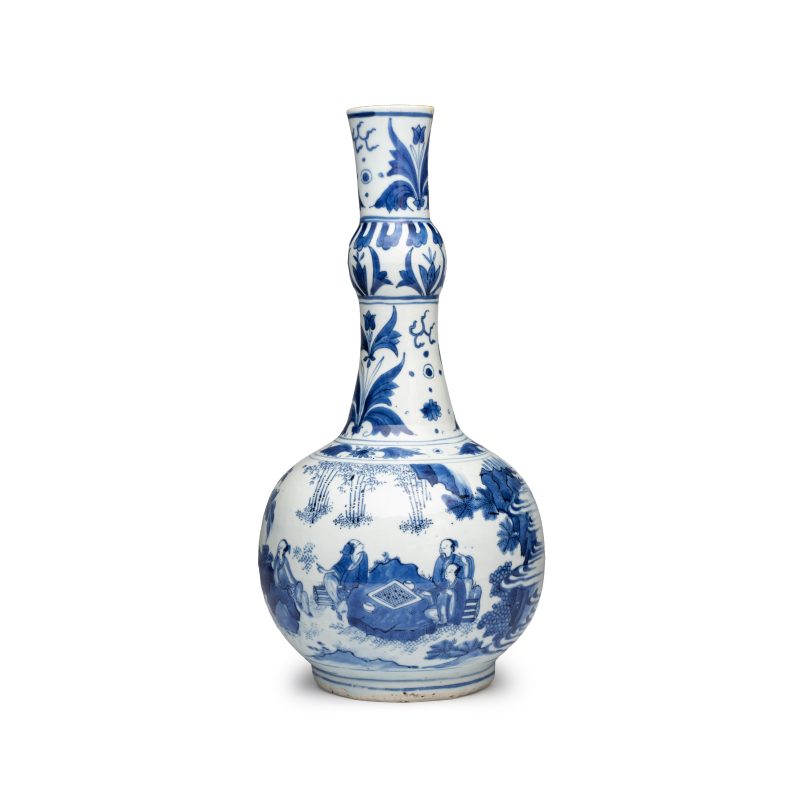 竹林七賢 | A Chinese blue and white 'Zhu Lin Qi Xian 竹林七賢' bottle vase - 图3