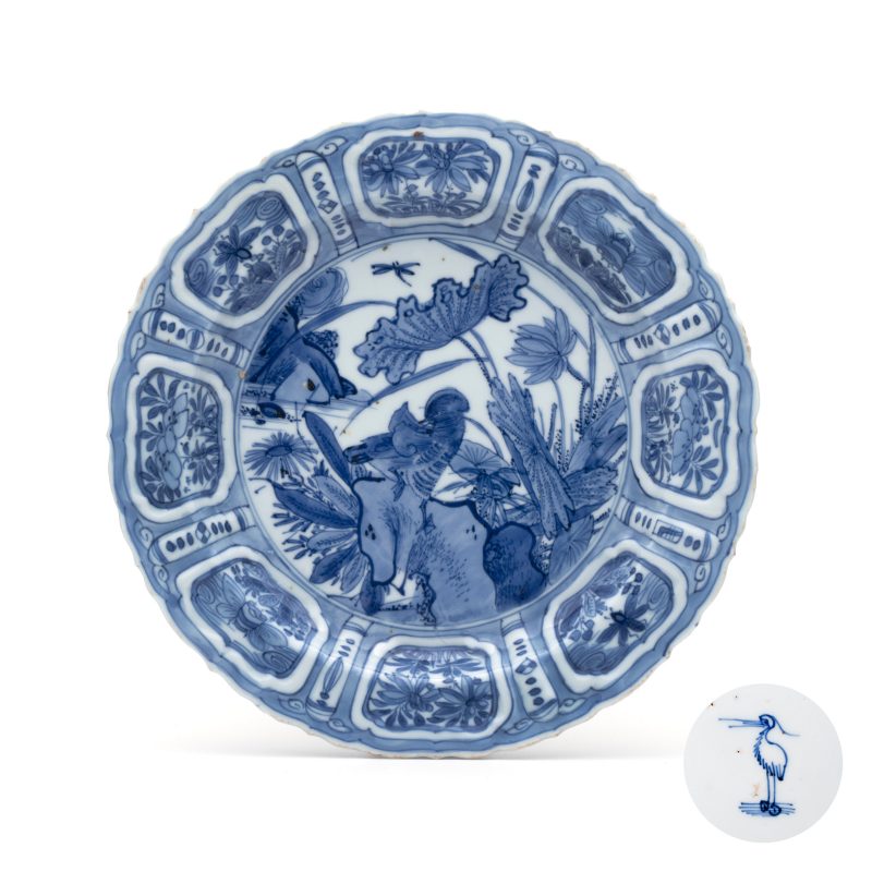 A Chinese blue and white 'Mandarin Duck' plate
