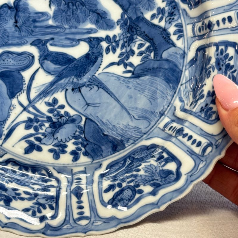 A Chinese blue and white 'Pheasants' plate - 图9