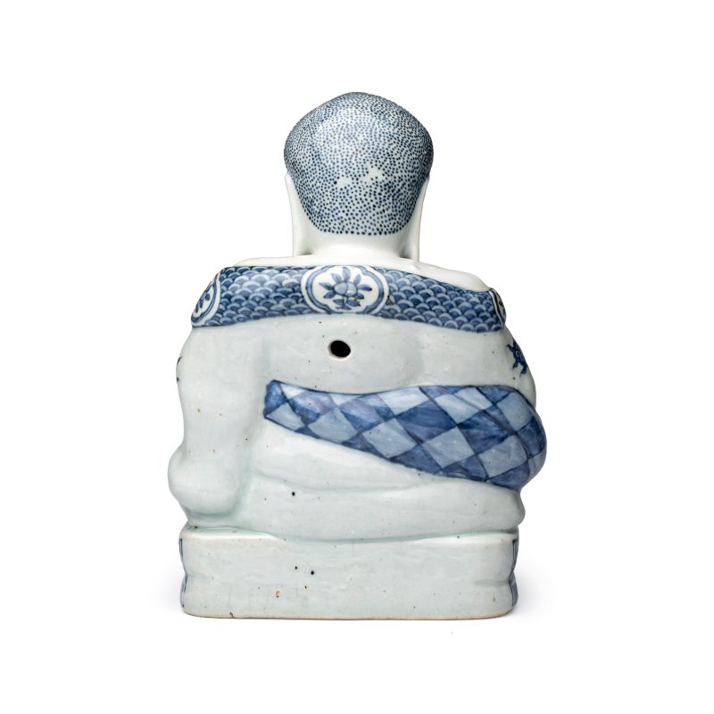 A Chinese blue and white figure of Budai - 图5