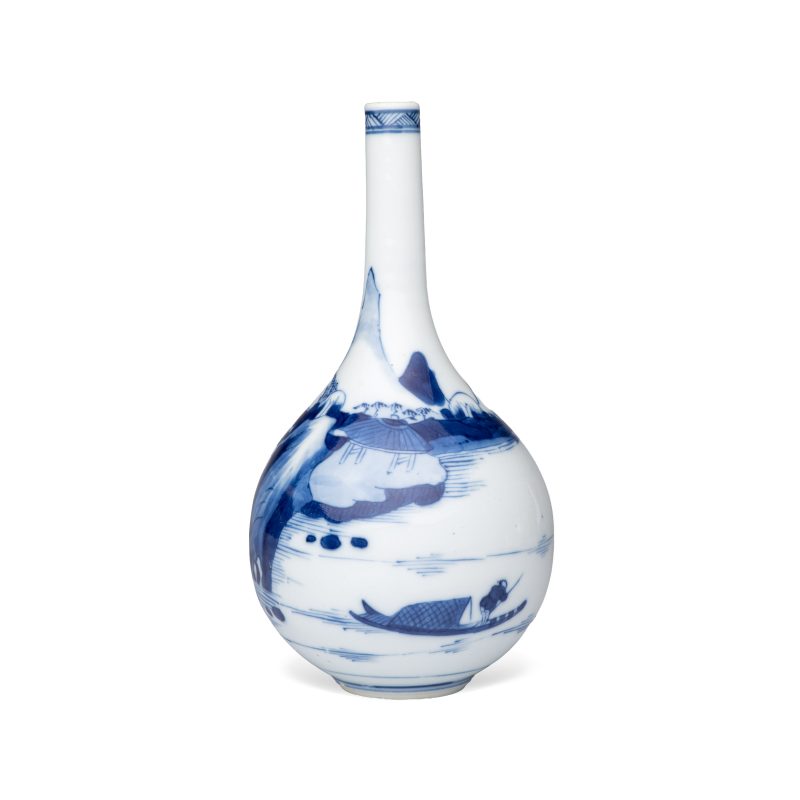 A pair of Chinese blue and white 'Scholars in a River Landscape' bottle vases - 图4
