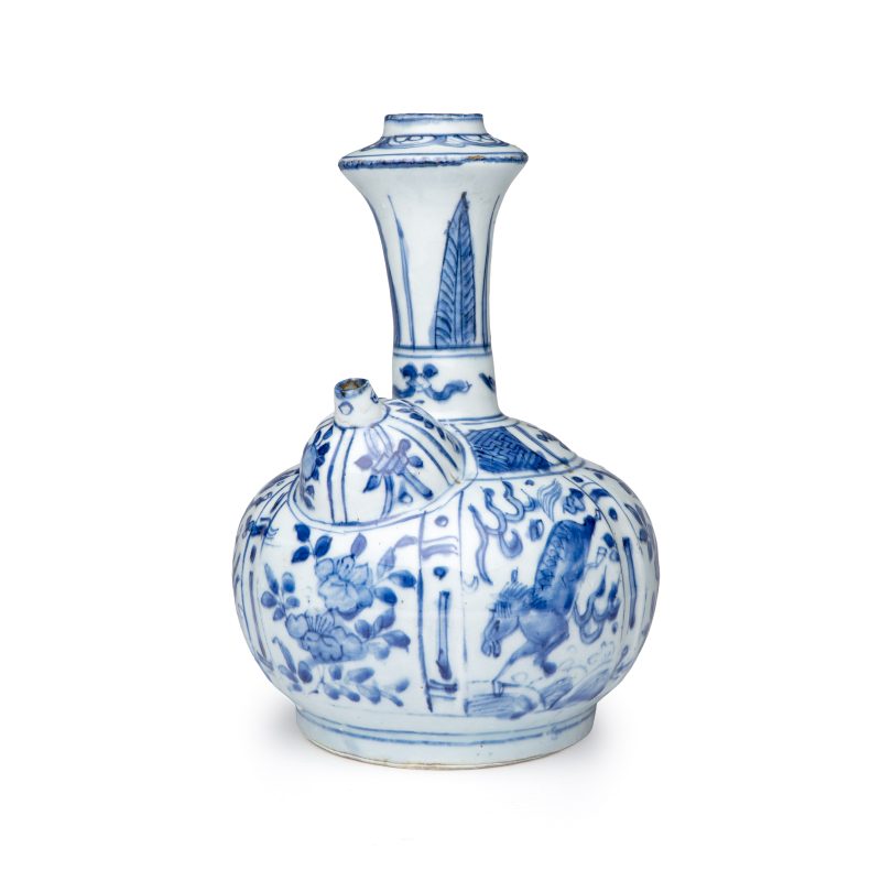 A Chinese blue and white 'Flying Horses' kendi - 图1