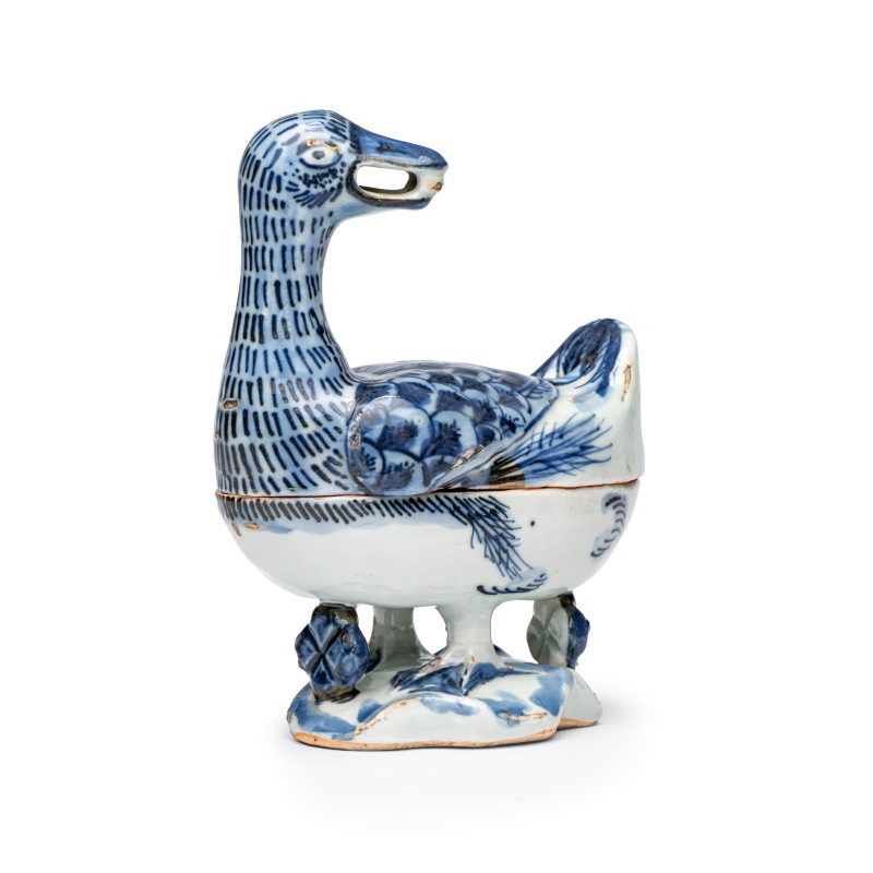 A Chinese blue and white 'Duck' incense burner