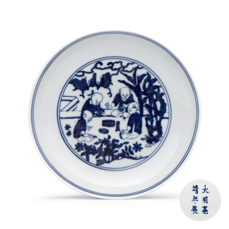 嬰戲圖 | A Chinese blue and white 'Boys at Play 嬰戲圖' plate