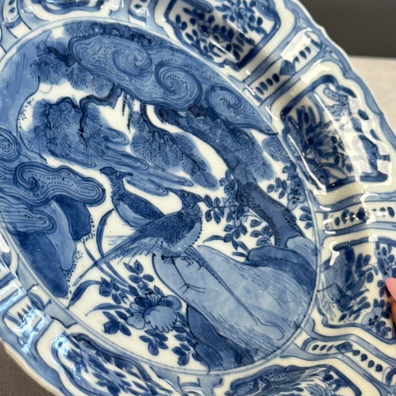A Chinese blue and white 'Pheasants' plate - 图11