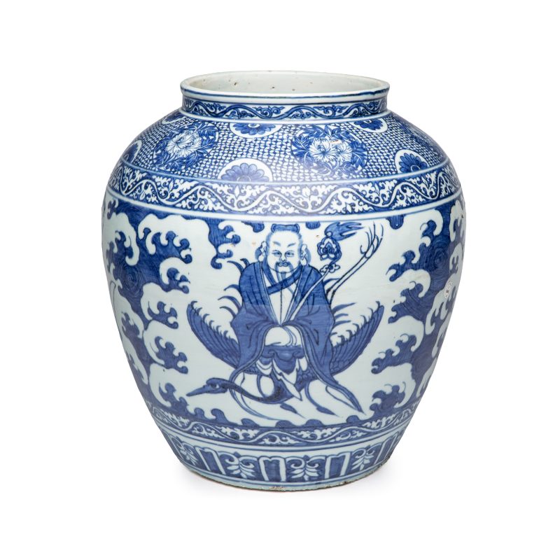 A rare Chinese blue and white 'Immortals' vase