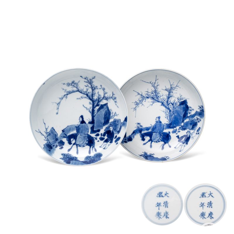 踏雪尋梅 | A pair of Chinese blue and white 'Ta Xue Xun Mei 踏雪尋梅' plates - 图1