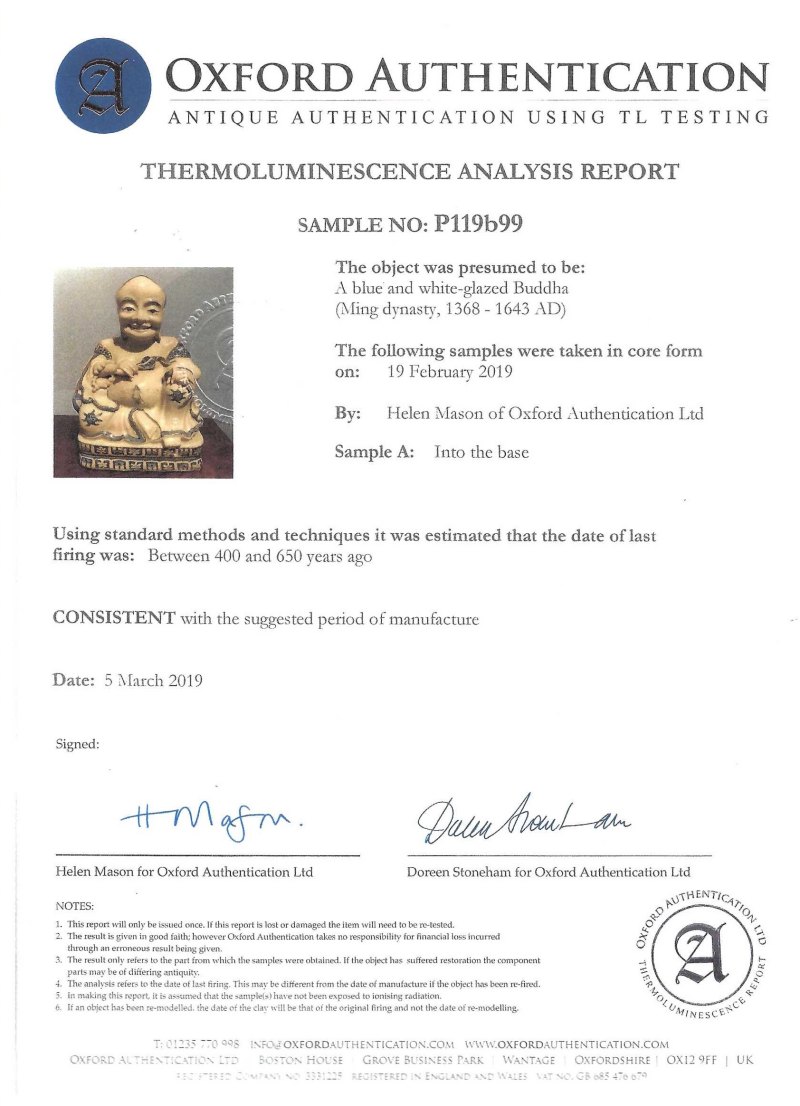 A Chinese blue and white figure of Budai - 图10