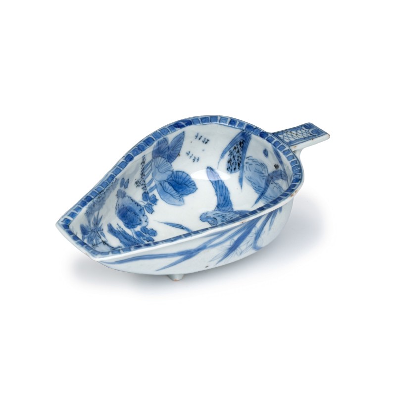 A rare Chinese blue and white scoop-shaped 'Geese' vessel