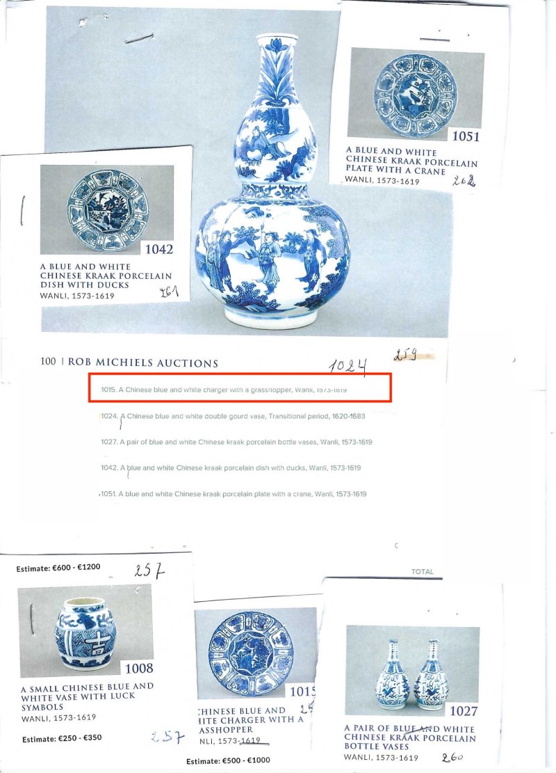 A Chinese blue and white 'Grasshopper' dish - 图3