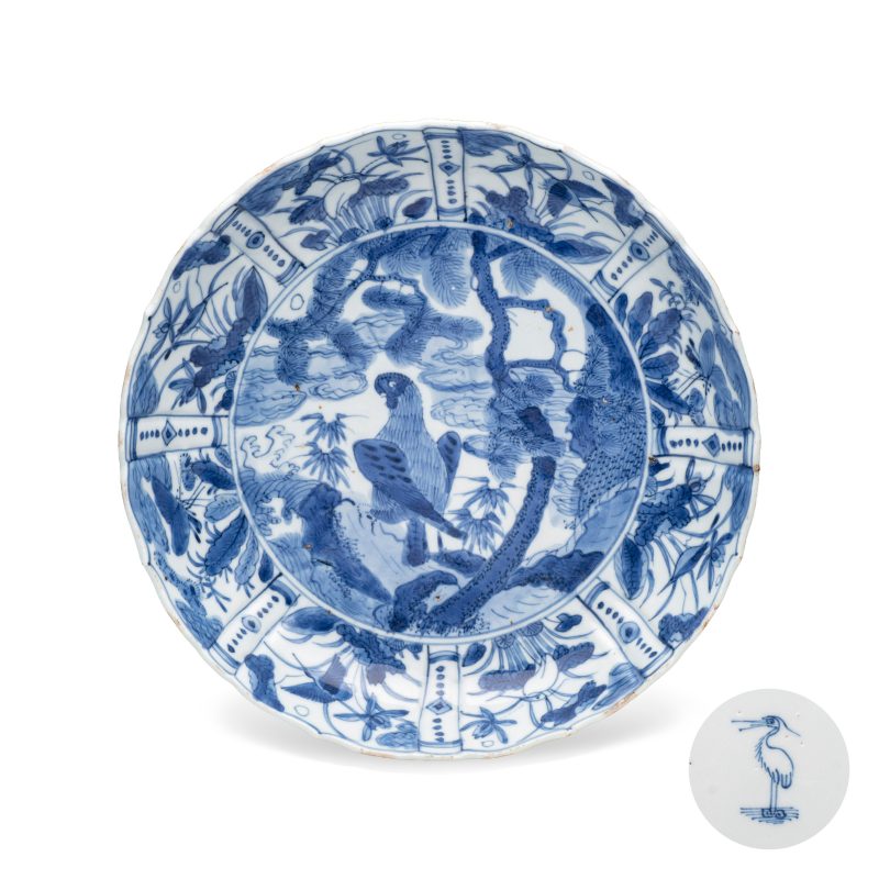 An extremely rare Chinese blue and white 'Eagle' plate