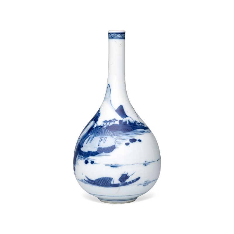 A pair of Chinese blue and white 'Scholars in a River Landscape' bottle vases - 图10