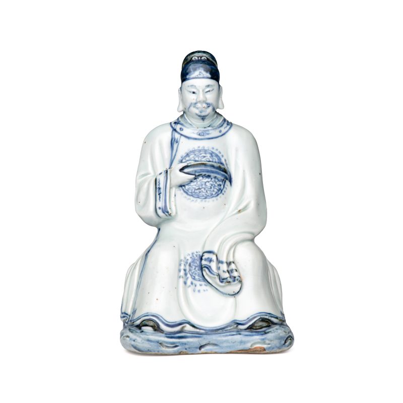 A Chinese blue and white seated figure of Wenchang - 图2