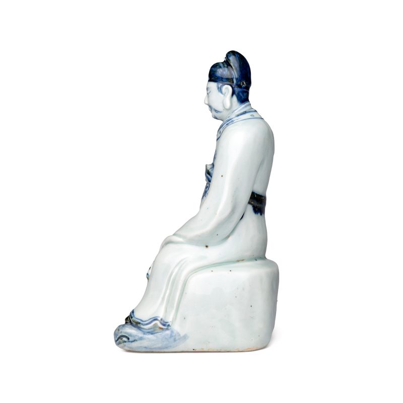 A Chinese blue and white seated figure of Wenchang - 图3