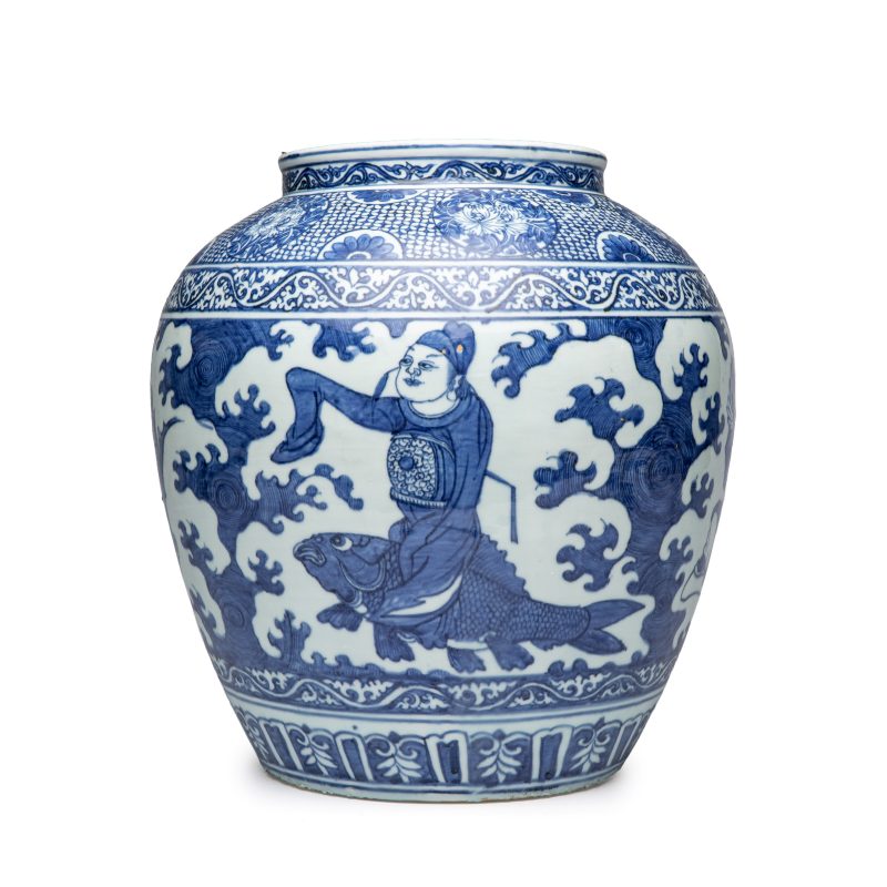 A rare Chinese blue and white 'Immortals' vase - 图4