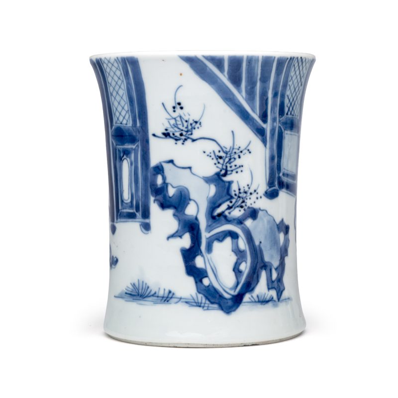 A Chinese blue and white 'Xi Xiang Ji' brushpot (Bitong) - 图4