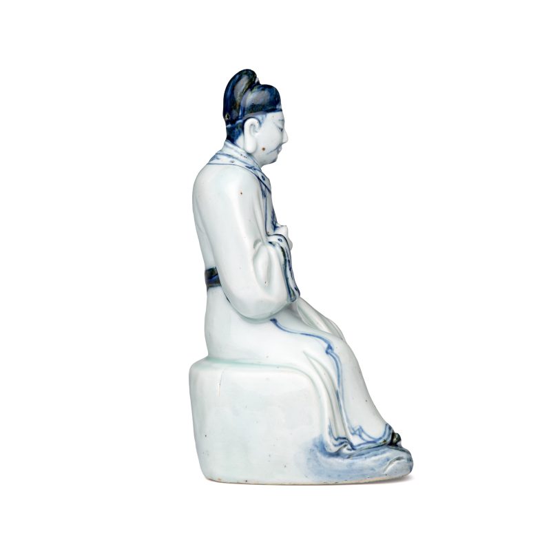 A Chinese blue and white seated figure of Wenchang - 图5