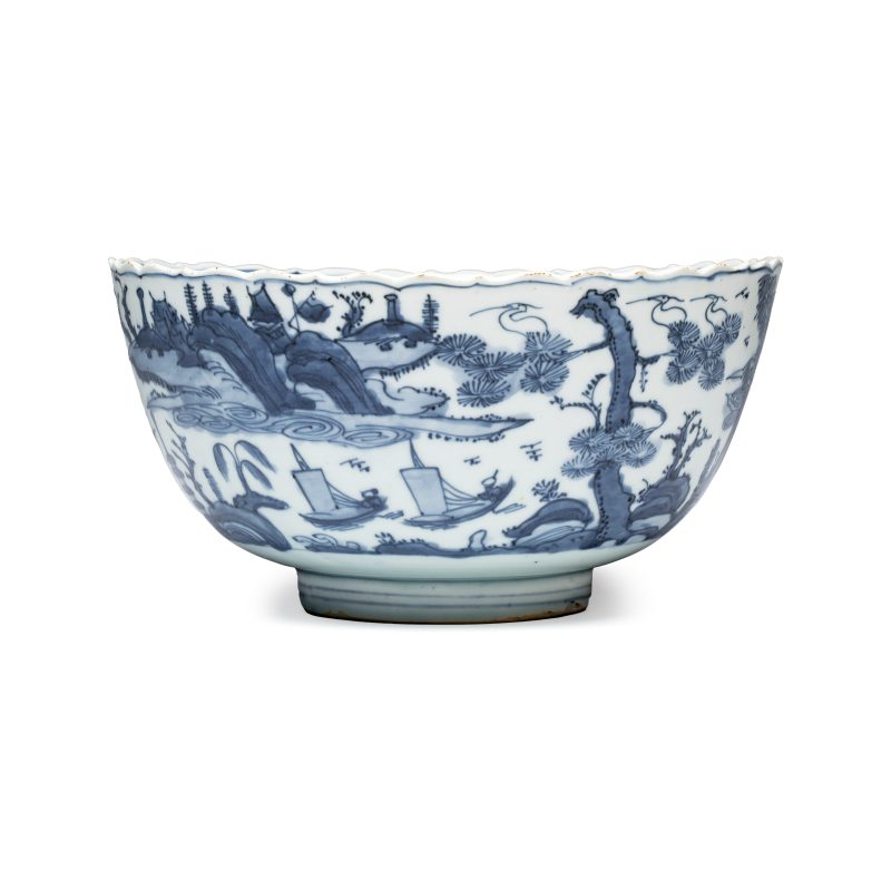A Chinese blue and white 'Riverscape' bowl - 图2
