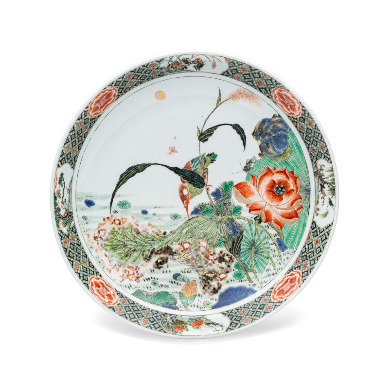 A fine and rare Chinese famille verte 'Kingfisher' dish - 图1