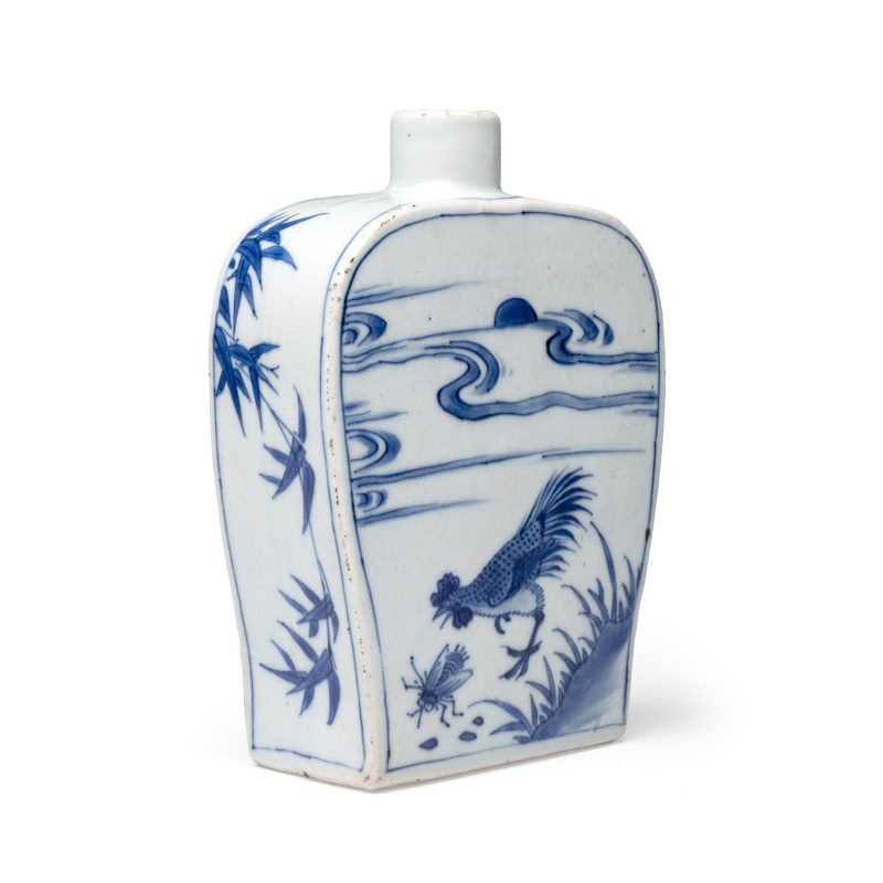 A Chinese blue and white 'Roosters' tea caddy - 图4