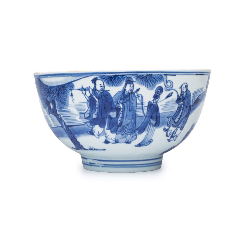 八仙祝壽 | A Chinese blue and white 'Ba Xian Zhu Shou 八仙祝壽' bowl - 图2