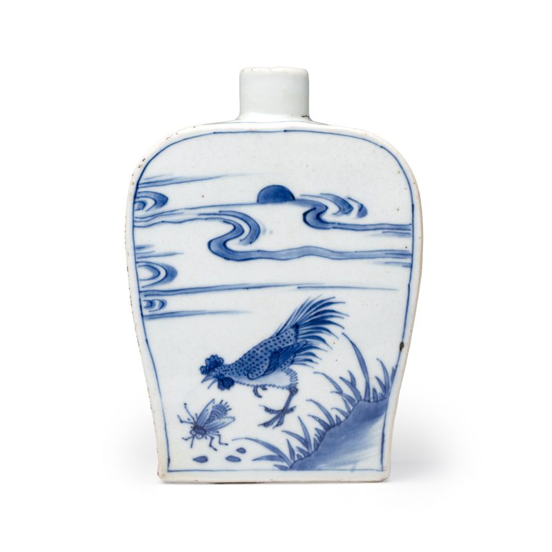 A Chinese blue and white 'Roosters' tea caddy - 图5