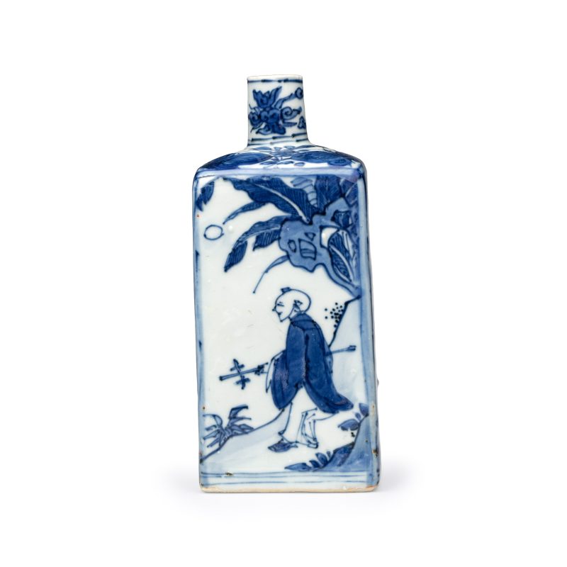 A Chinese blue and white 'Playing Boys' square flask - 图3