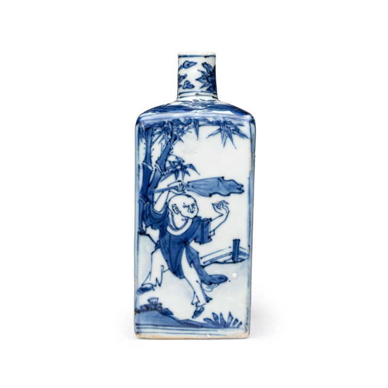 A Chinese blue and white 'Playing Boys' square flask - 图4