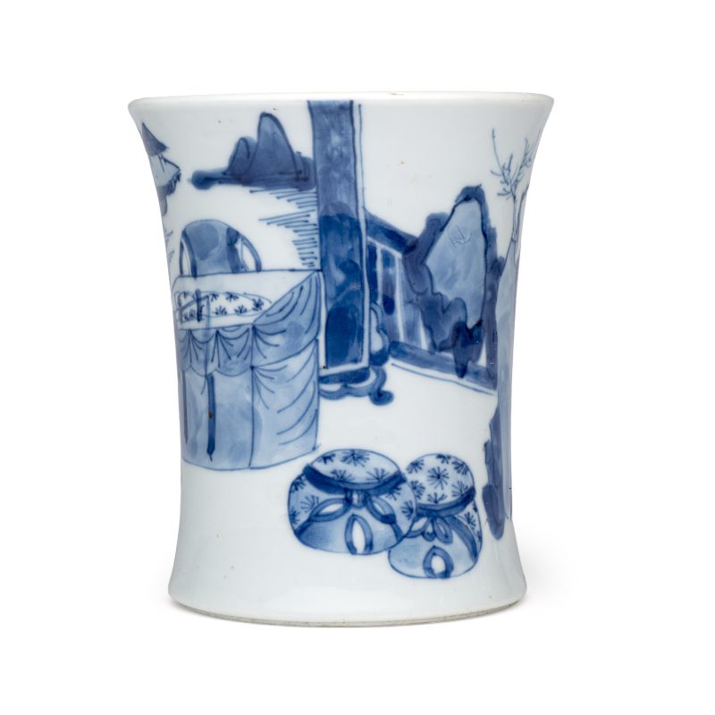 A Chinese blue and white 'Xi Xiang Ji' brushpot (Bitong) - 图2