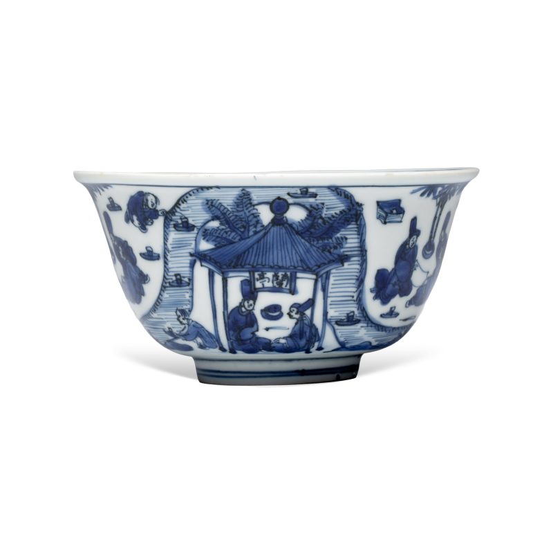 曲水流觴 | A Chinese blue and white 'Qu Shui Liu Shang 曲水流觴' bowl - 图2