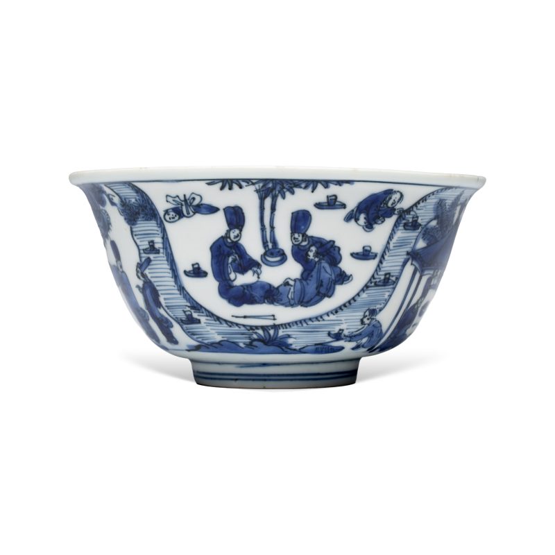 曲水流觴 | A Chinese blue and white 'Qu Shui Liu Shang 曲水流觴' bowl - 图3