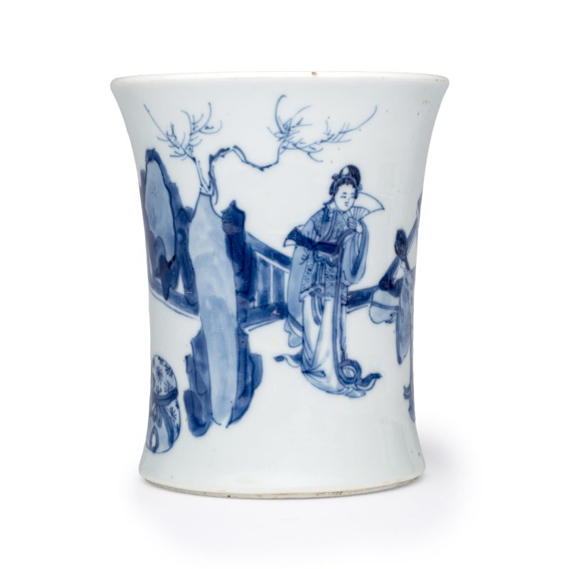 A Chinese blue and white 'Xi Xiang Ji' brushpot (Bitong) - 图3