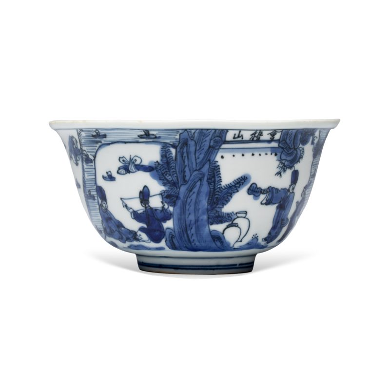 曲水流觴 | A Chinese blue and white 'Qu Shui Liu Shang 曲水流觴' bowl - 图4