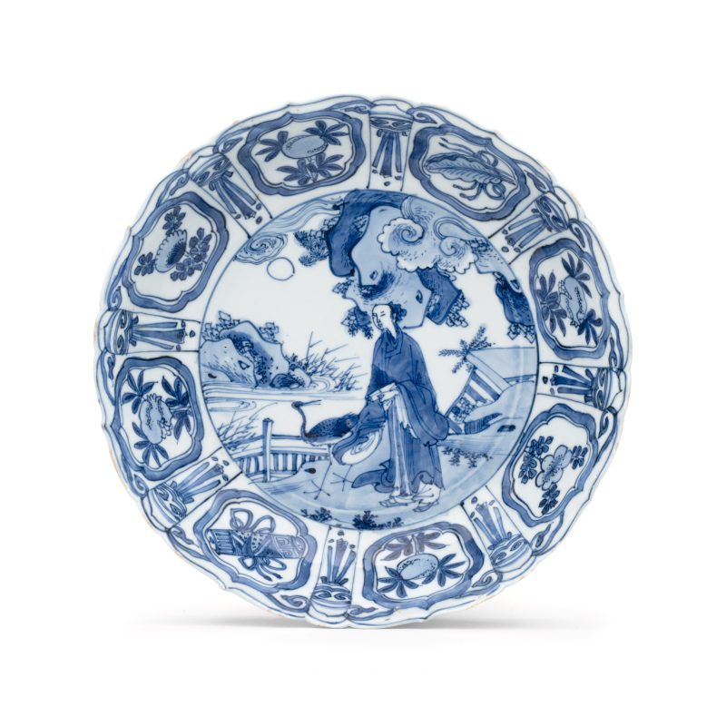 A Chinese blue and white 'Sage and Crane' plate