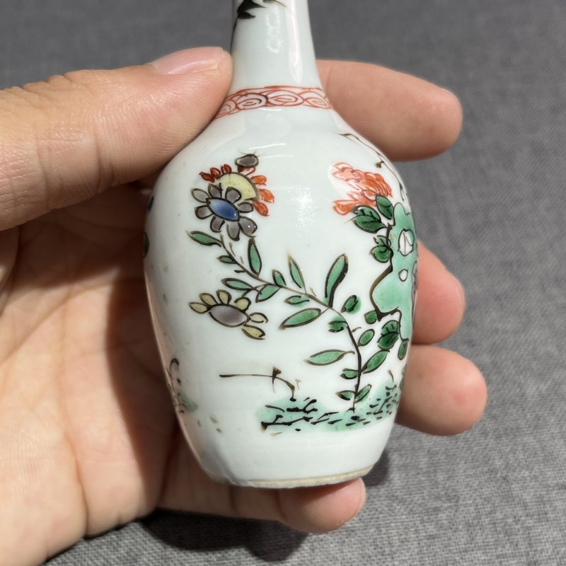 清康熙五彩花卉摇铃尊 - 图6
