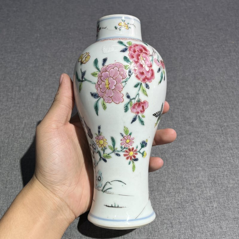 清雍正粉彩花鸟梅瓶 - 图4
