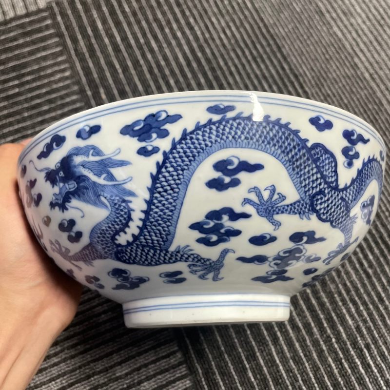 清嘉庆 青花云龙纹大碗 - 图10