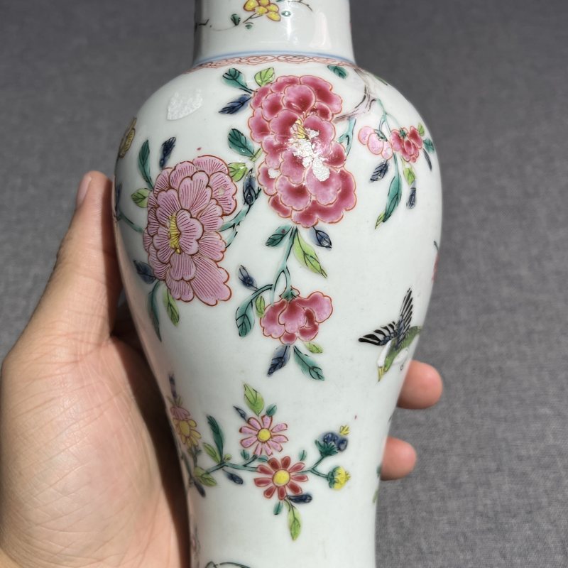 清雍正粉彩花鸟梅瓶 - 图5