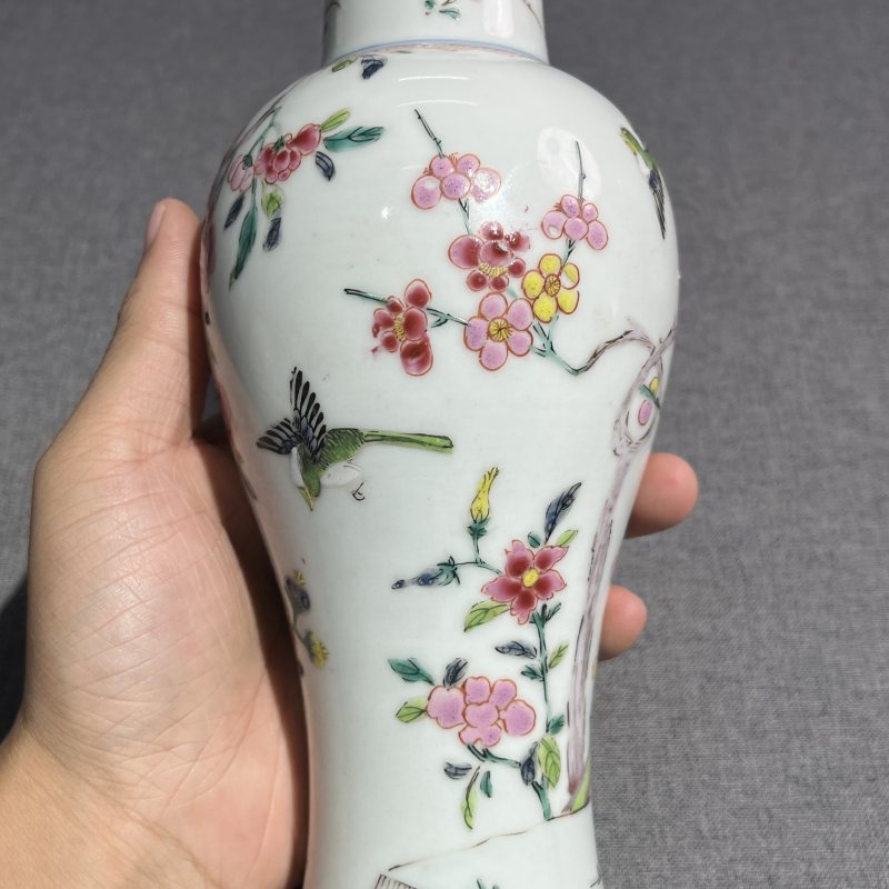 清雍正粉彩花鸟梅瓶 - 图6