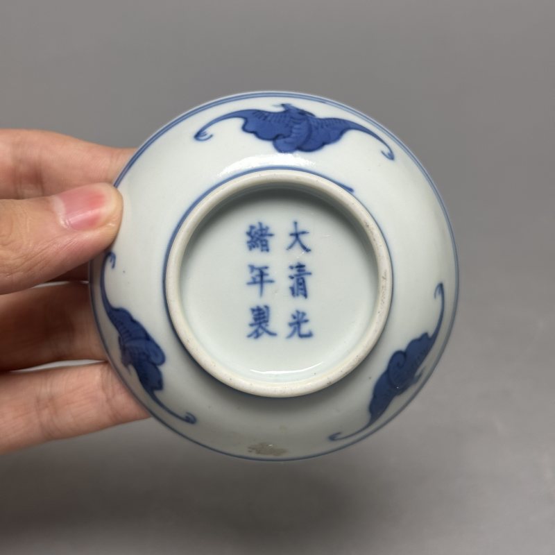 清光绪 青花岁寒三友图碟 - 图5